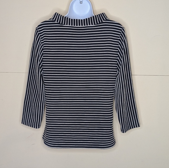 Ann Taylor Striped Top 3/4 Sleeve Boat Neckline Old Money Style - Picture 3 of 7